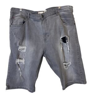 Spark Denim Shorts mens 42x13 grey distressed torn holes grunge skater baggy